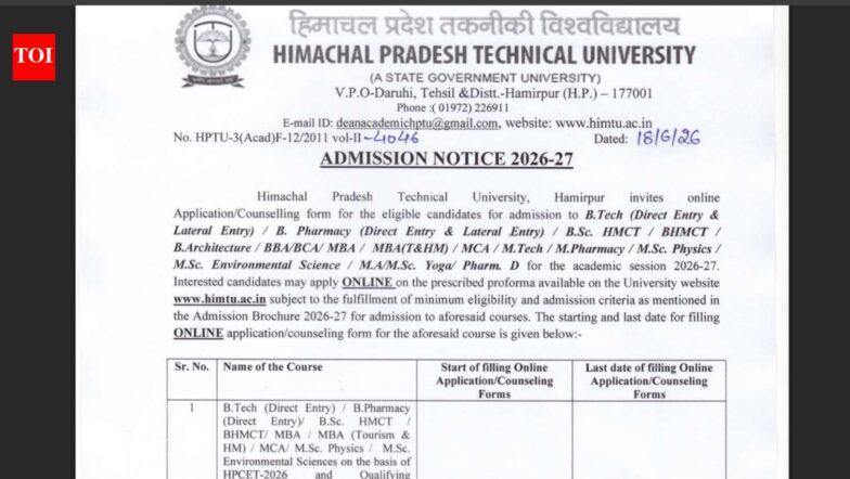HPCET counselling 2026 started at himtu.ac.in: Check steps to apply here